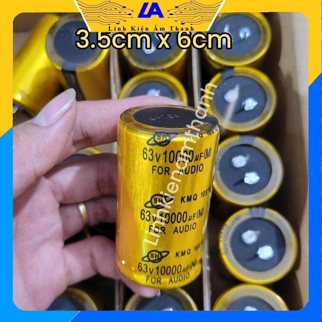 Tụ 63v 10000uF Tụ 80v 10000uF Tụ Lọc Nguồn Ampli Màu Vàng S35 - Ảnh 2